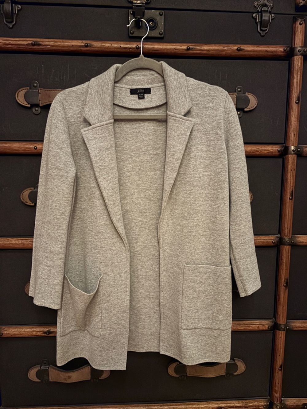 J. Crew Heather Gray Open Knit Sweater Blazer